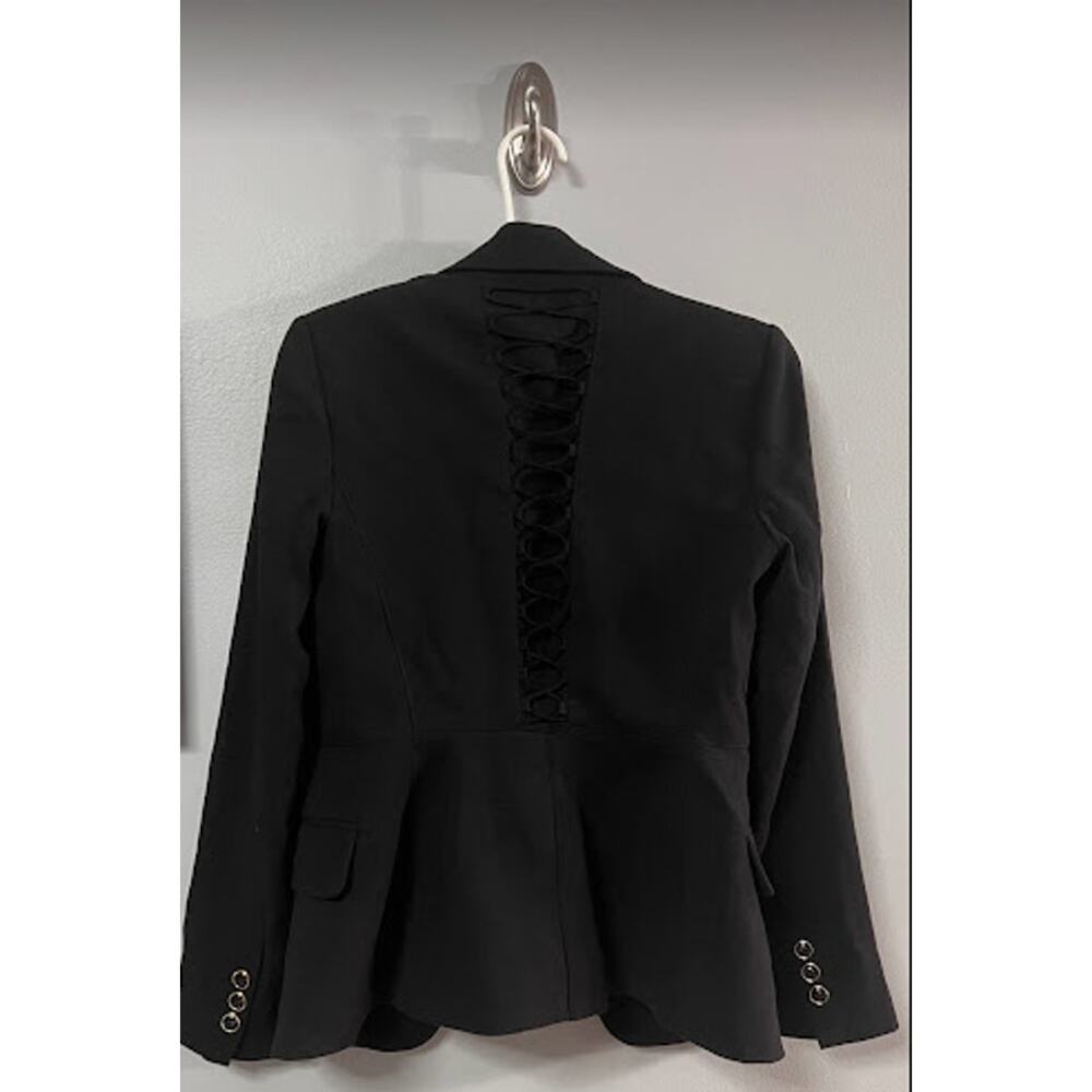 Cache Blazer with Corset Back, Lace and Animal Print Interior Sz 2 - Picture 2 of 7